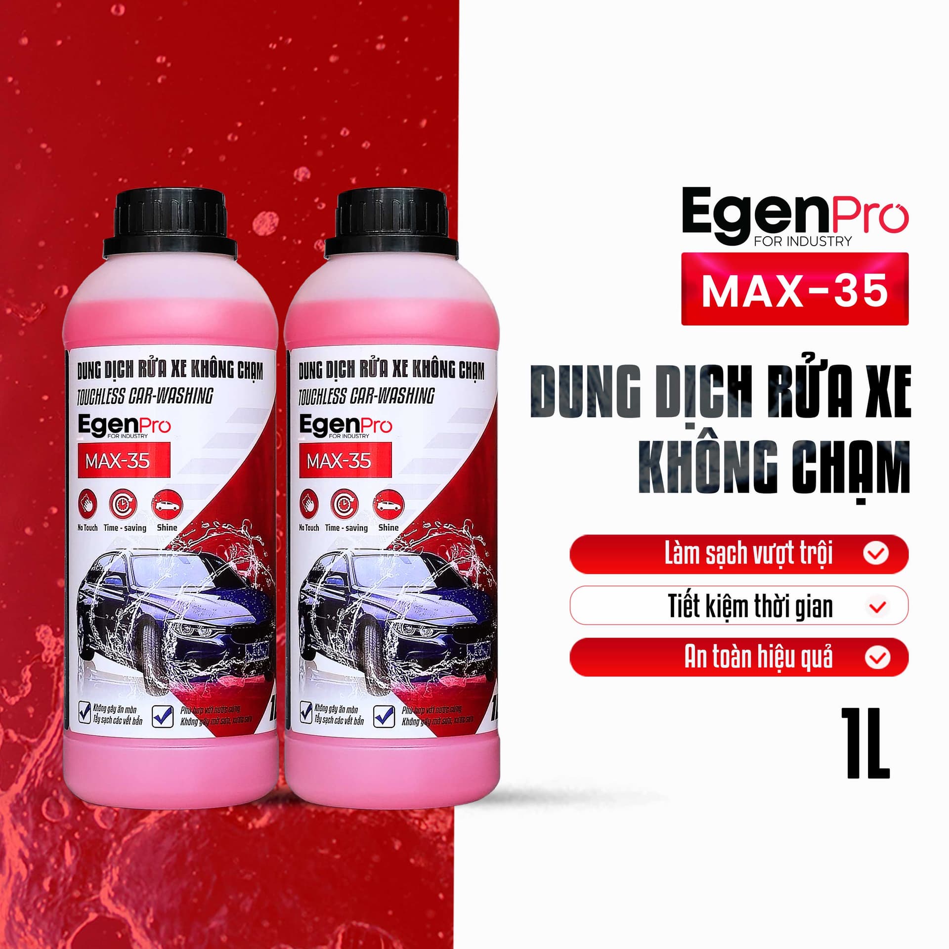Nước rửa xe không chạm EgenPro Max35 (1 lít) | Dung dịch bọt tuyết rửa xe ô tô, xe máy không chạm siêu sạch