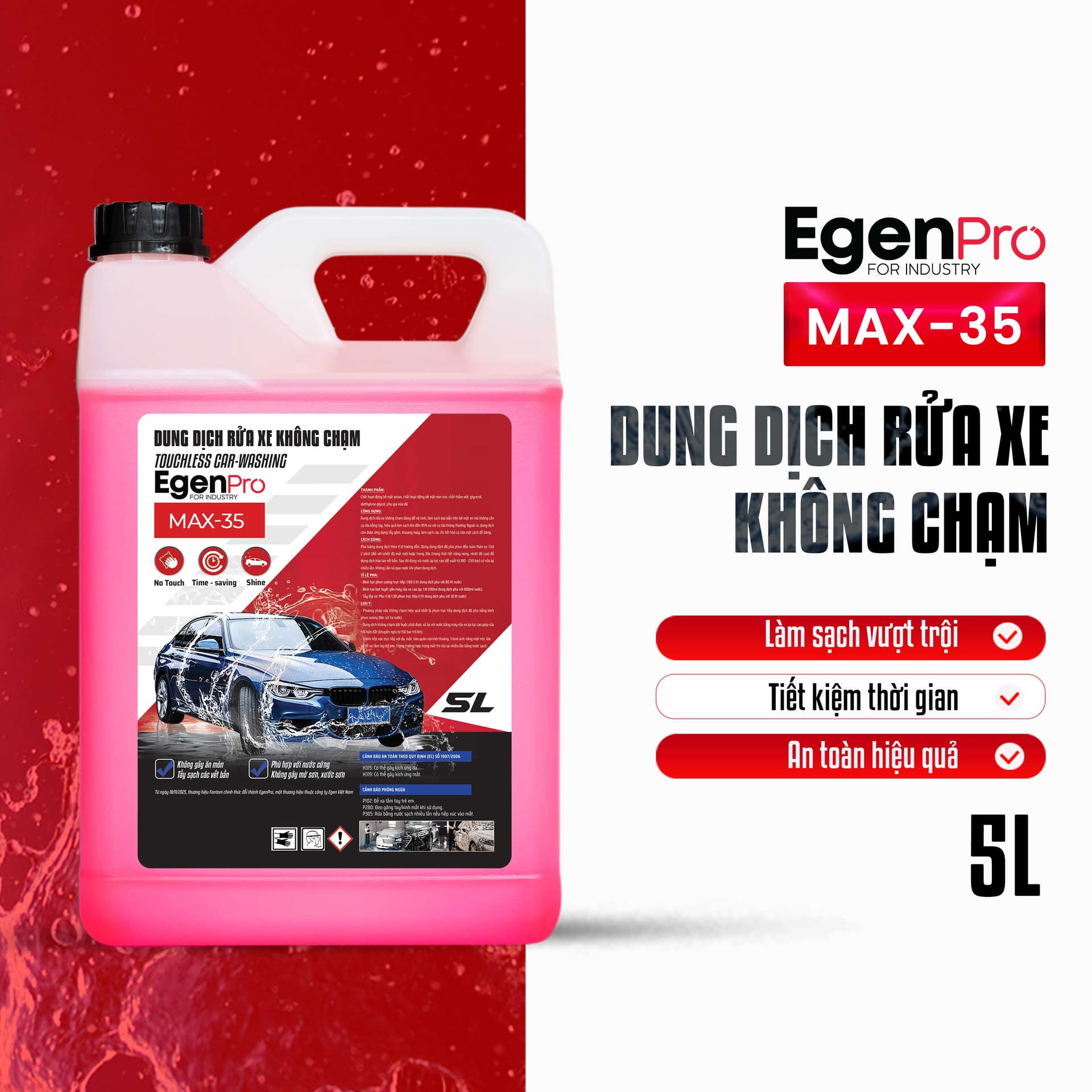 Nước rửa xe không chạm EgenPro Max35 (5 lít) Dung dịch rửa xe không chạm đậm đặc